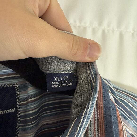 New Tommy Bahama Dress Shirt Men's L Blue Striped Long Sleeve Button Up Cotton - Picture 8 of 12